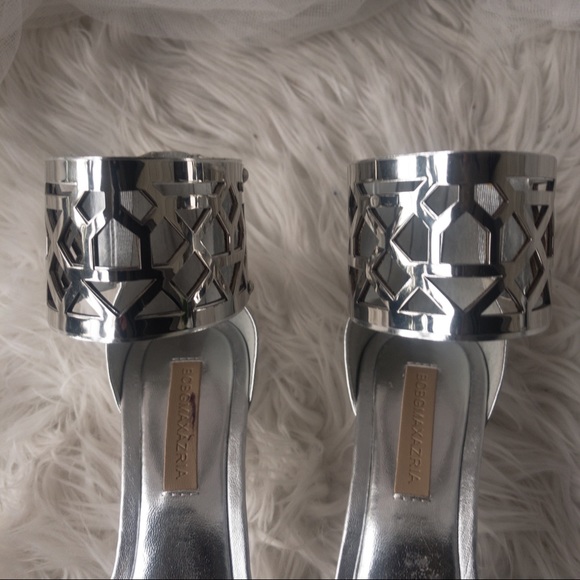 BCBG MAXAZRIA Silver Shoes with Ankle Cuff Detail Women Size 6.5 - Picture 5 of 15